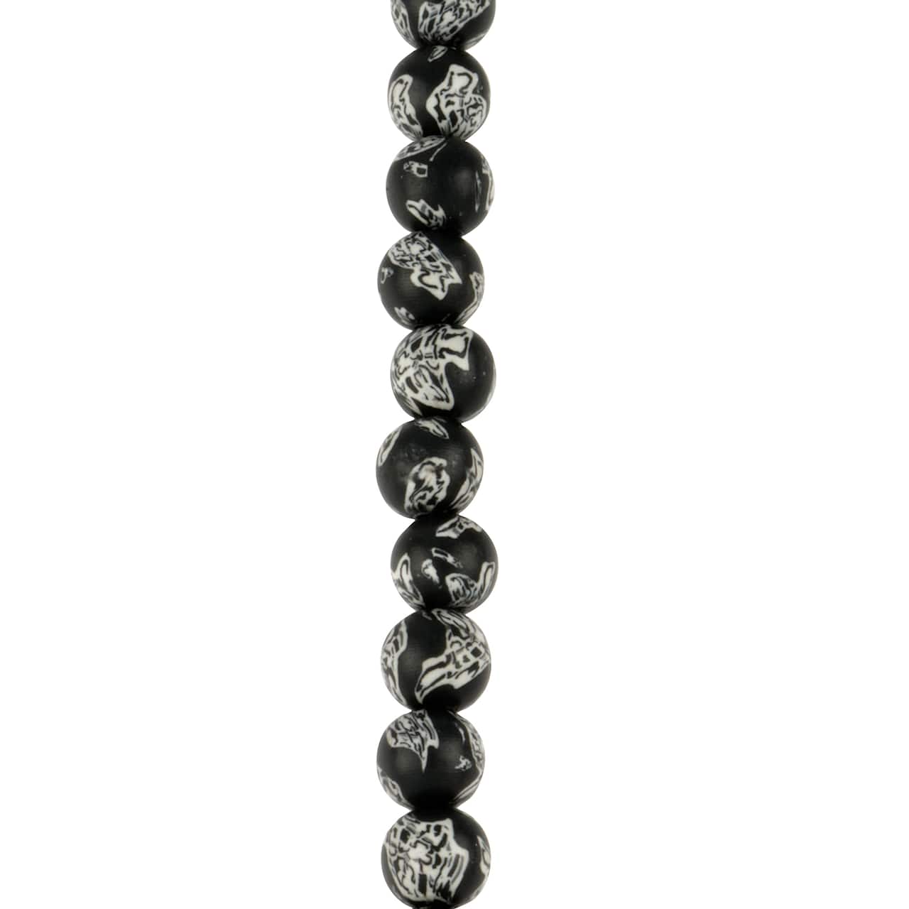 Perles rondes en argile à rayures noires et blanches, 7,5 mm de Bead Landing